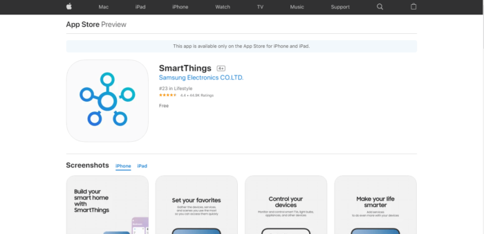 SmartThing App From Samsung Hub